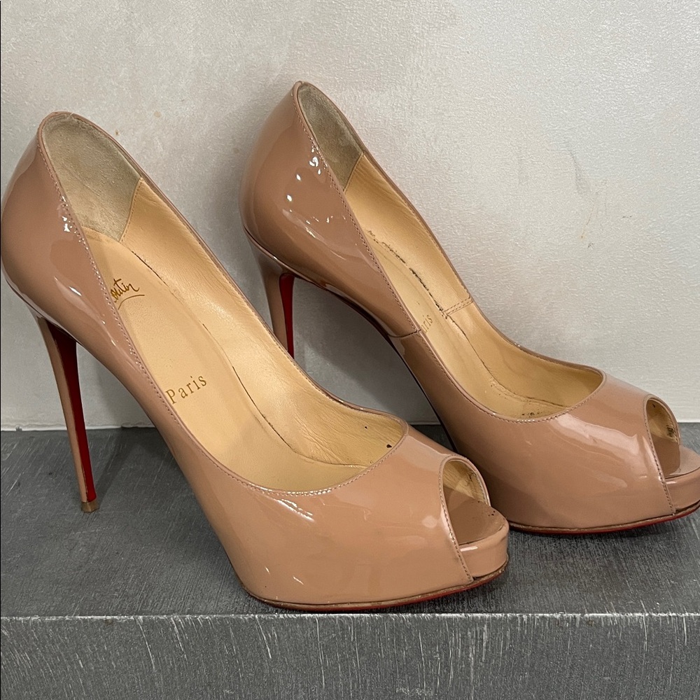 Christian Louboutin Beige Peep Toe Heels